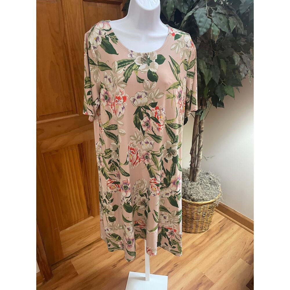 Grace Elements Loose Hi-Lo Dress, Flower Pattern, Size L